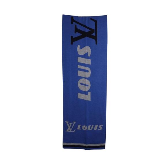Pre Loved Louis Vuitton  Forward Scarf in Blue Wool - Picture 2 of 6